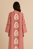 The Asma Red Floral Stripe Abaya - TAL by The Abaya Lab