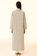 The Asma White & Black Striped Abaya - TAL by The Abaya Lab