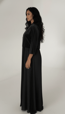 The Astrid Black Velvet Pleated Abaya - TAL by The Abaya Lab