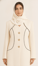 The Atika Contrast Trim Button Detail Abaya - TAL by The Abaya Lab