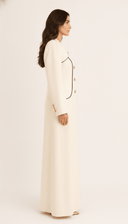 The Atika Contrast Trim Button Detail Abaya - TAL by The Abaya Lab