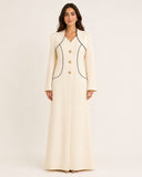 The Atika Contrast Trim Button Detail Abaya - TAL by The Abaya Lab