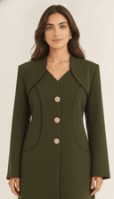 The Atika Contrast Trim Button Detail Abaya - TAL by The Abaya Lab