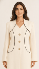 The Atika Contrast Trim Button Detail Abaya - TAL by The Abaya Lab