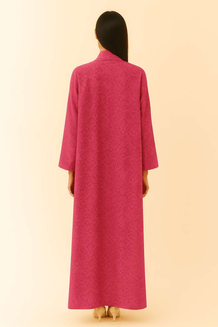 The Aya Fuchsia Cotton - Mix Jacquard Abaya - TAL by The Abaya Lab