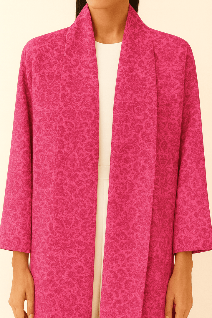 The Aya Fuchsia Cotton - Mix Jacquard Abaya - TAL by The Abaya Lab