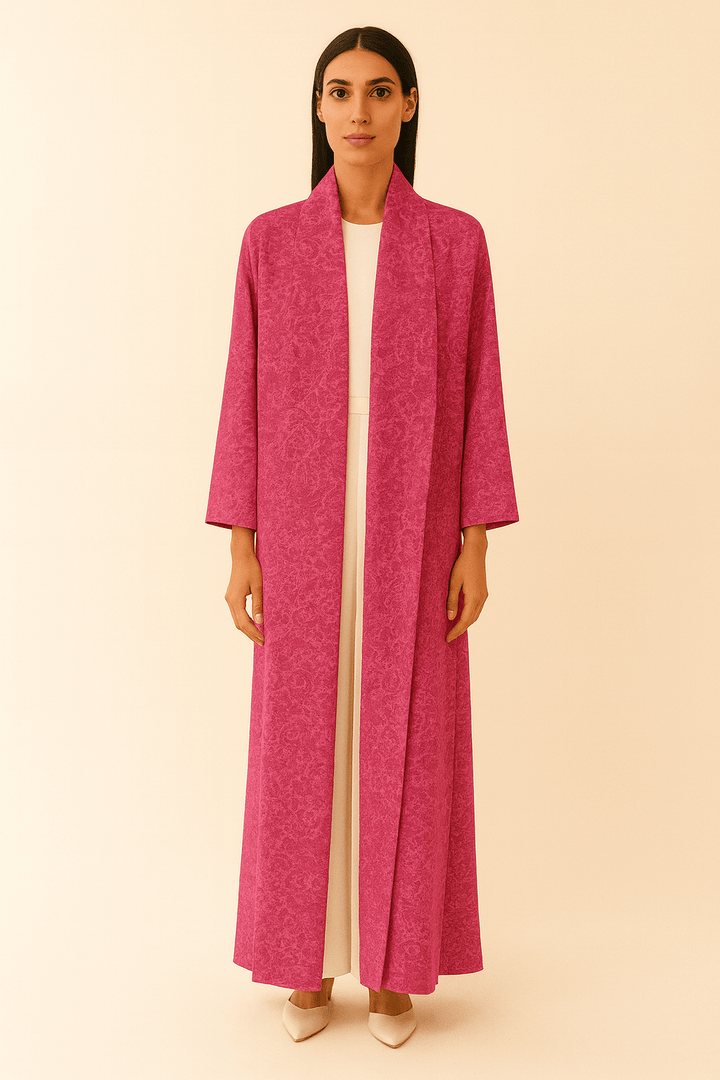 The Aya Fuchsia Cotton - Mix Jacquard Abaya - TAL by The Abaya Lab