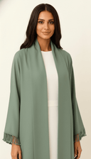 The Azeeza Tassel Sleeve Trim Open Abaya - TAL by The Abaya Lab