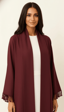 The Azeeza Tassel Sleeve Trim Open Abaya - TAL by The Abaya Lab