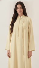 The Aziza Mandarin Collar Abaya with Tassel Tie Detail - TAL by The Abaya Lab