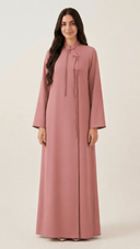The Aziza Mandarin Collar Abaya with Tassel Tie Detail - TAL by The Abaya Lab