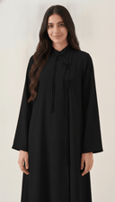The Aziza Mandarin Collar Abaya with Tassel Tie Detail - TAL by The Abaya Lab