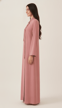 The Aziza Mandarin Collar Abaya with Tassel Tie Detail - TAL by The Abaya Lab