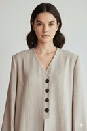 The Azra Beige Linen Abaya - TAL by The Abaya Lab