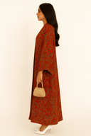 The Azza Orange Bohemian Silk Abaya - TAL by The Abaya Lab