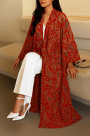 The Azza Orange Bohemian Silk Abaya - TAL by The Abaya Lab