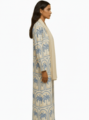 The Bano Cream & Blue Palm Print Abaya - TAL by The Abaya Lab