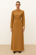 The Basma Camel Brown Maxi Dress - TAL by The Abaya Lab