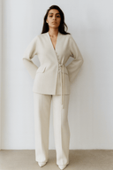 The Budoor Cream Wrap Jacket & Trouser Set - TAL by The Abaya Lab