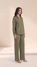 The Dalal Piped Side-Tie Hem Set, in Green, side view