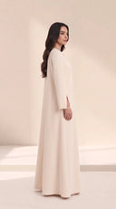 The Daniya Sheer Slit Cuff Abaya, in Off White, side view
