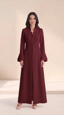 The Dariah Tailored Notch Neck Abaya with Layered Bell Cuffs - TAL by The Abaya Lab