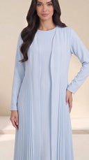 The Dhabia Pleated Side Panel Abaya, in Blue, front view