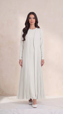 The Dhabia Pleated Side Panel Abaya, in Off White, front view