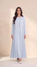 The Dhabia Pleated Side Panel Abaya, in Blue, front view