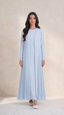 The Dhabia Pleated Side Panel Abaya, in Blue, front view