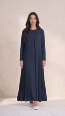 The Dhabia Pleated Side Panel Abaya, in Navy, front view