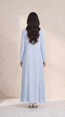 The Dhabia Pleated Side Panel Abaya, in Blue, back view
