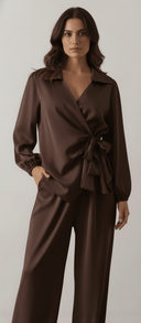 The Dina Brown Satin Co - Ord Set - TAL by The Abaya Lab