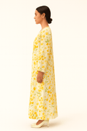 The Eman Yellow Floral Chiffon Abaya - TAL by The Abaya Lab