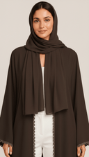 The Ezzah Scallop Lace Trim Open Abaya - TAL by The Abaya Lab