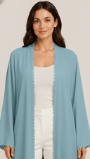The Ezzah Scallop Lace Trim Open Abaya - TAL by The Abaya Lab