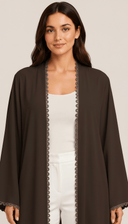 The Ezzah Scallop Lace Trim Open Abaya - TAL by The Abaya Lab