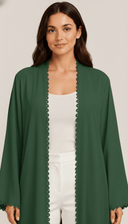 The Ezzah Scallop Lace Trim Open Abaya - TAL by The Abaya Lab
