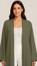 The Ezzah Scallop Lace Trim Open Abaya - TAL by The Abaya Lab