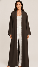 The Ezzah Scallop Lace Trim Open Abaya - TAL by The Abaya Lab