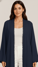 The Ezzah Scallop Lace Trim Open Abaya - TAL by The Abaya Lab