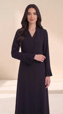 The Fakhra Pleated Fan Cuff Abaya, in Black, front view