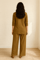 The Farah Olive Drape - Neck Co - ord Set - TAL by The Abaya Lab