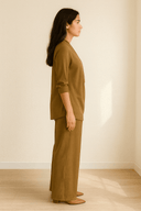 The Farah Olive Drape - Neck Co - ord Set - TAL by The Abaya Lab