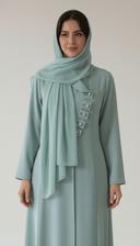 The Fariha Wrap Collar Asymmetric Button Abaya - TAL by The Abaya Lab