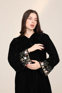 The Fatma Black Velvet Embroidered Abaya - TAL by The Abaya Lab