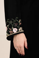 The Fatma Black Velvet Embroidered Abaya - TAL by The Abaya Lab