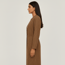 The Fatma Brown Pinstripe Jacket Abaya - TAL by The Abaya Lab