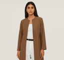 The Fatma Brown Pinstripe Jacket Abaya - TAL by The Abaya Lab
