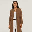 The Fatma Brown Pinstripe Jacket Abaya - TAL by The Abaya Lab